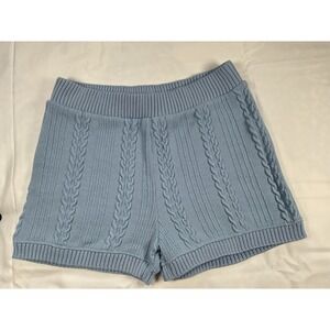 Zara Cable Knit Crocket Blue Shorty Shorts Size Large‎